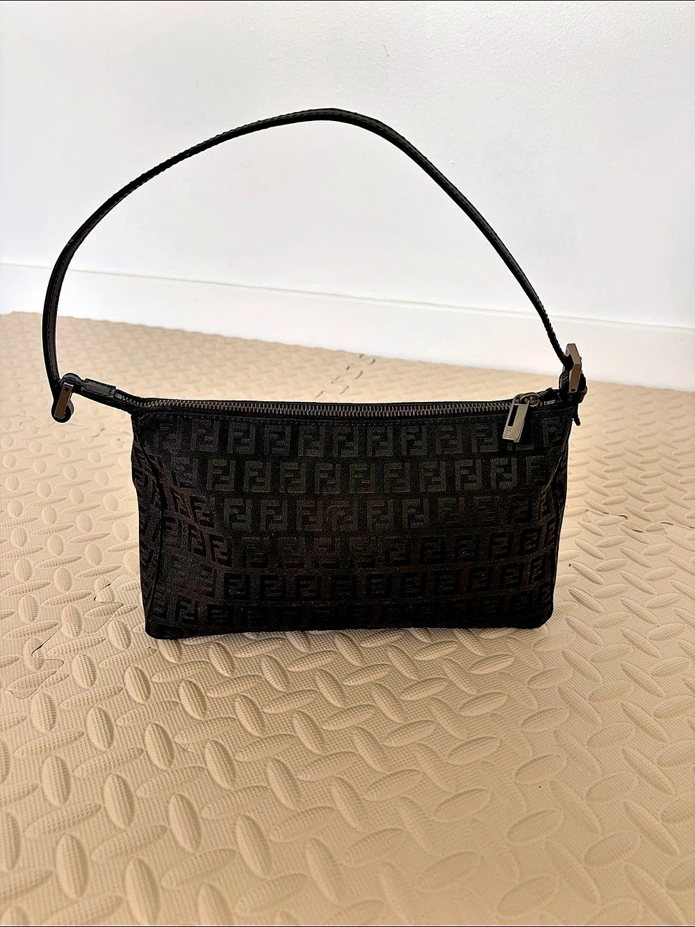 Fendi Zucca Canvas Mini Pochette Black Monogram Shoulder Bag
